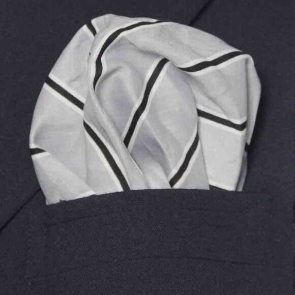 Lindenmann Germany Pocket Square Cotton Gray Black White Men's Extra Large - Picture 1 of 3